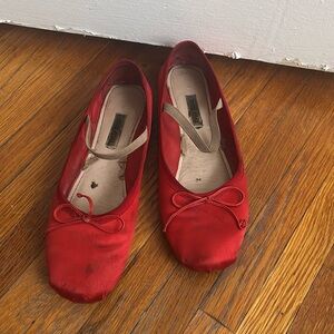 Well work Miu Miu ballet flats satin red size 8
